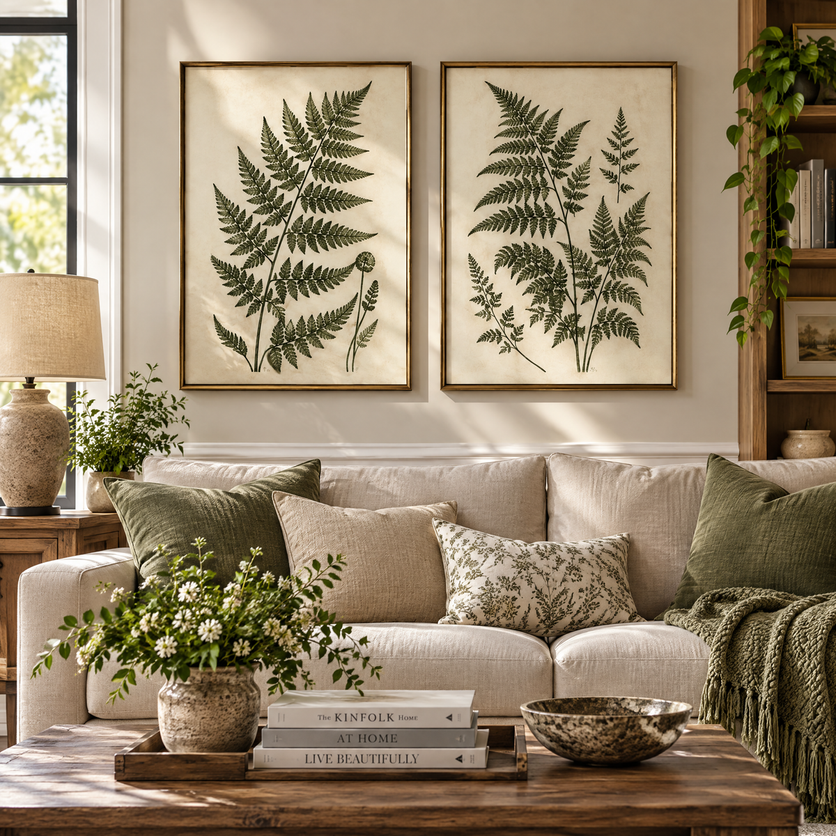 vynqelux Framed Fern Botanical Prints, Set of 2 — styled in a room