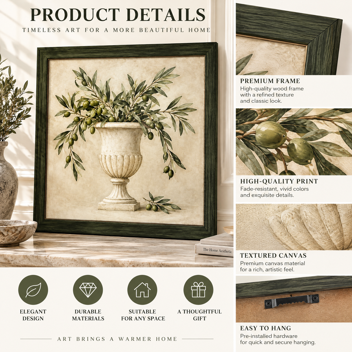 vynqelux Framed Olive Branch Still Life — details and specifications