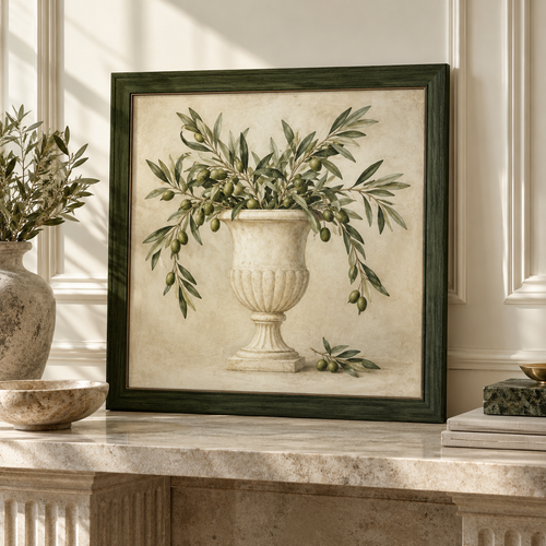 vynqelux Framed Olive Branch Still Life — main room scene