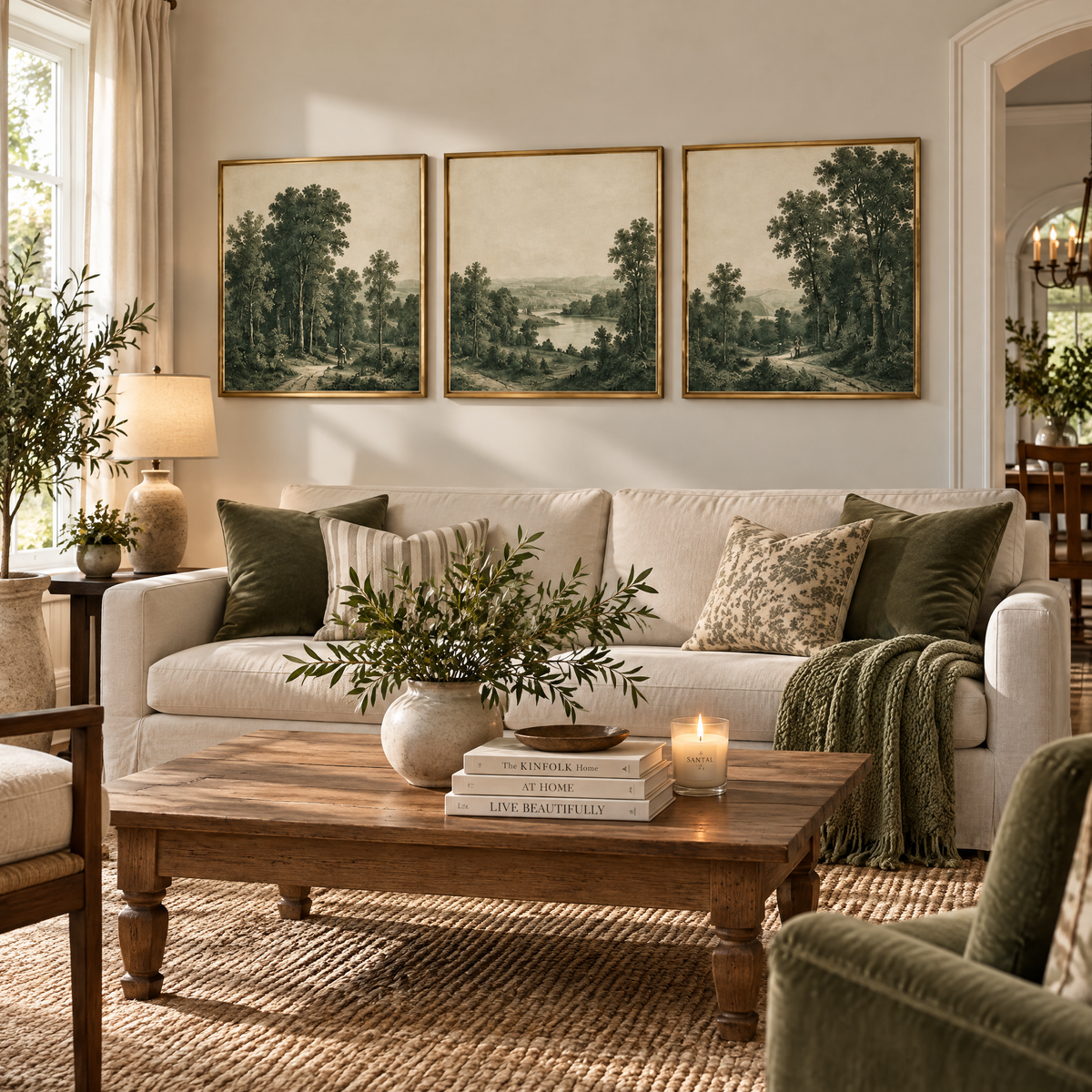 vynqelux Framed Green Landscape Prints, Set of 3 — interior inspiration