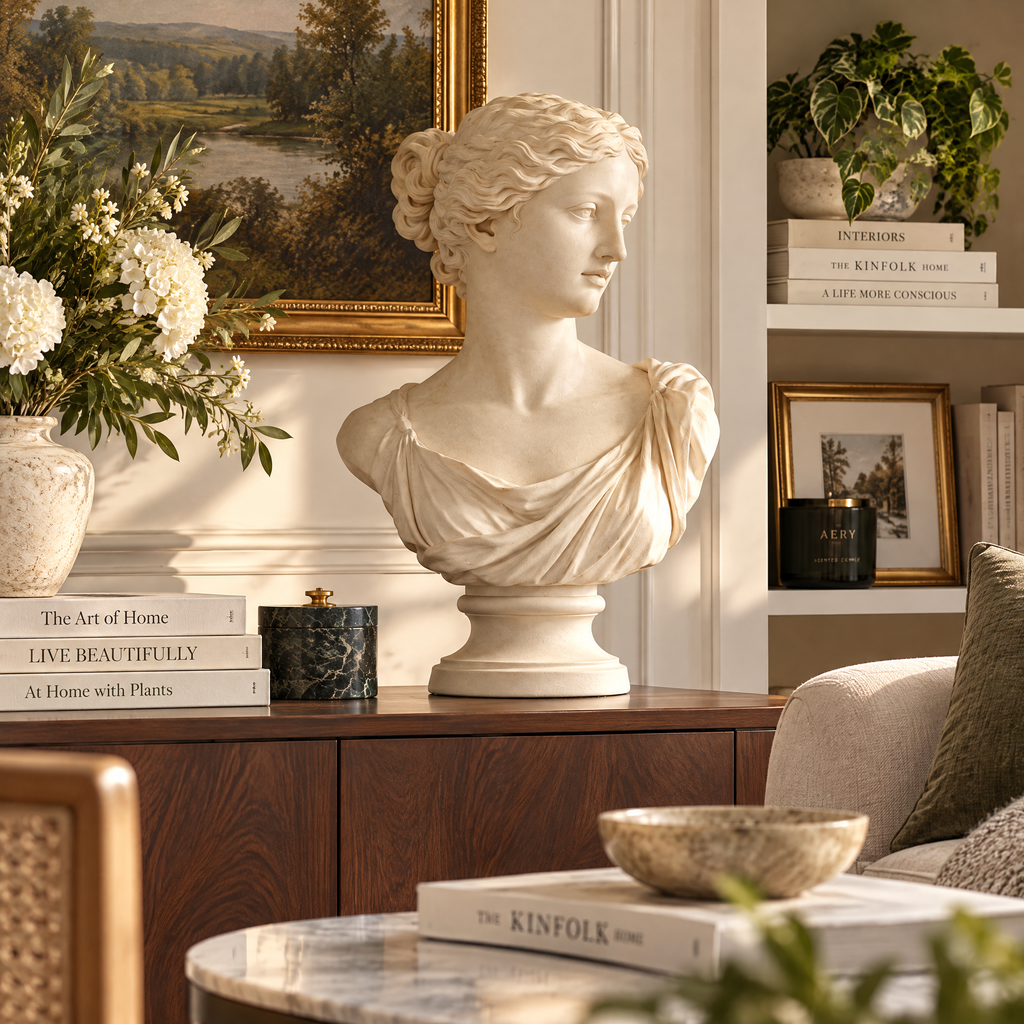 vynqelux Ivory Classical Woman Bust — interior inspiration