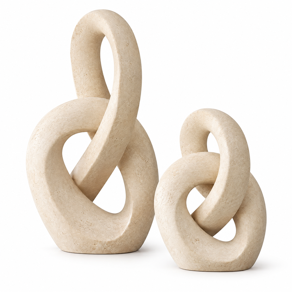 vynqelux Ivory Abstract Loop Sculptures, Set of 2 — isolated product view