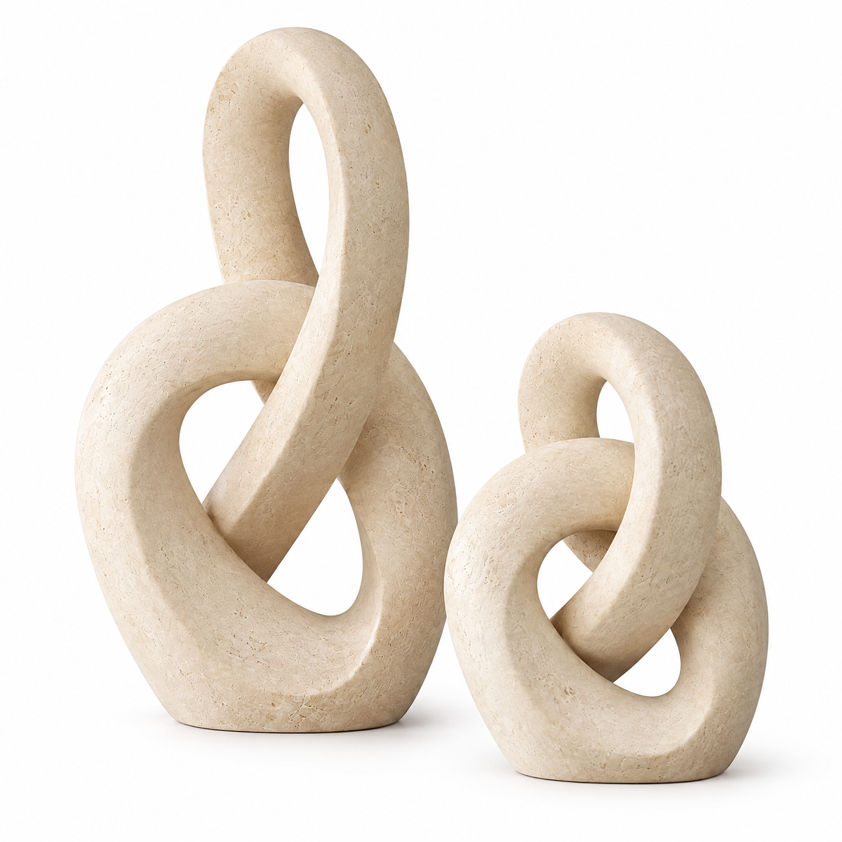 vynqelux Ivory Abstract Loop Sculptures, Set of 2 — isolated product view