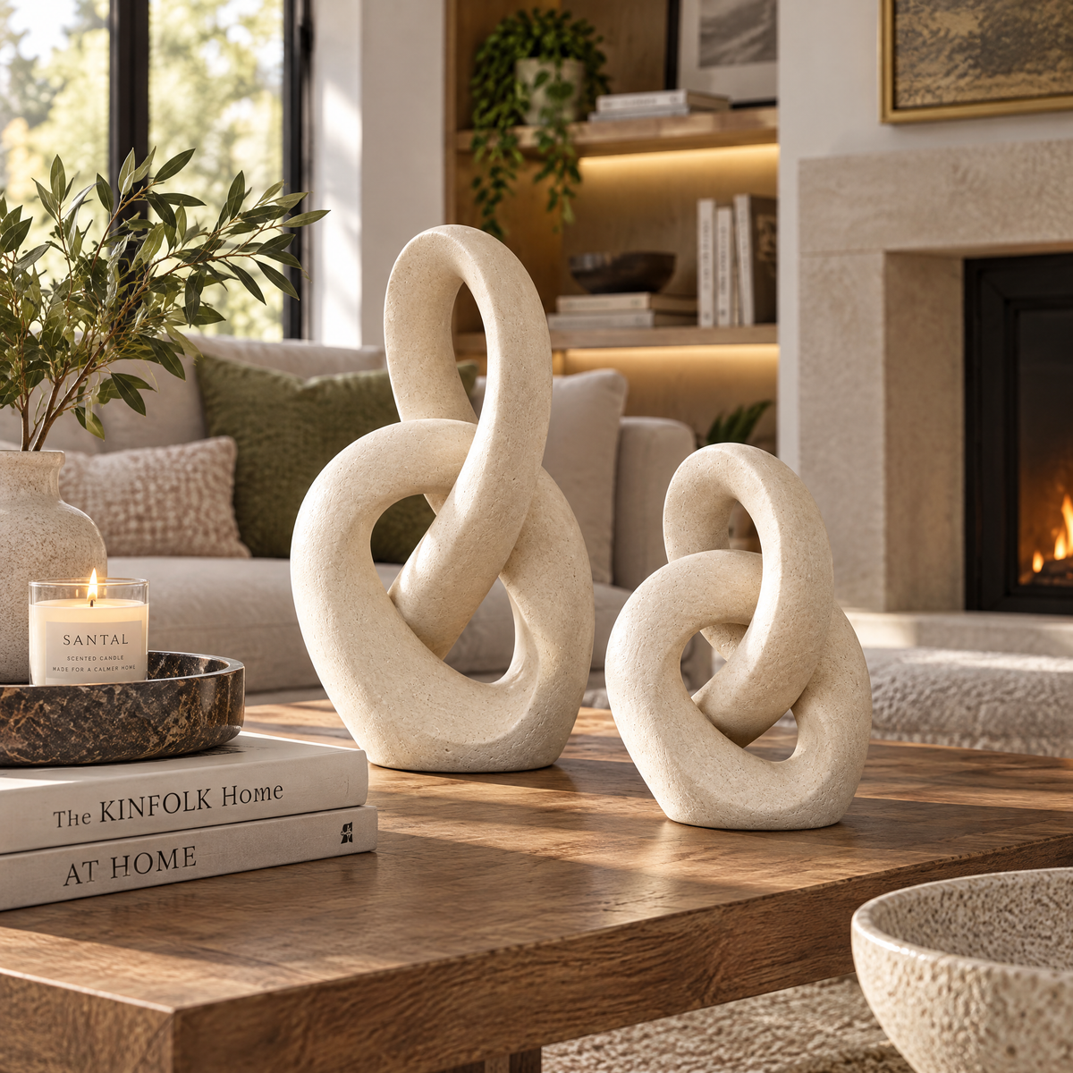 vynqelux Ivory Abstract Loop Sculptures, Set of 2 — interior inspiration