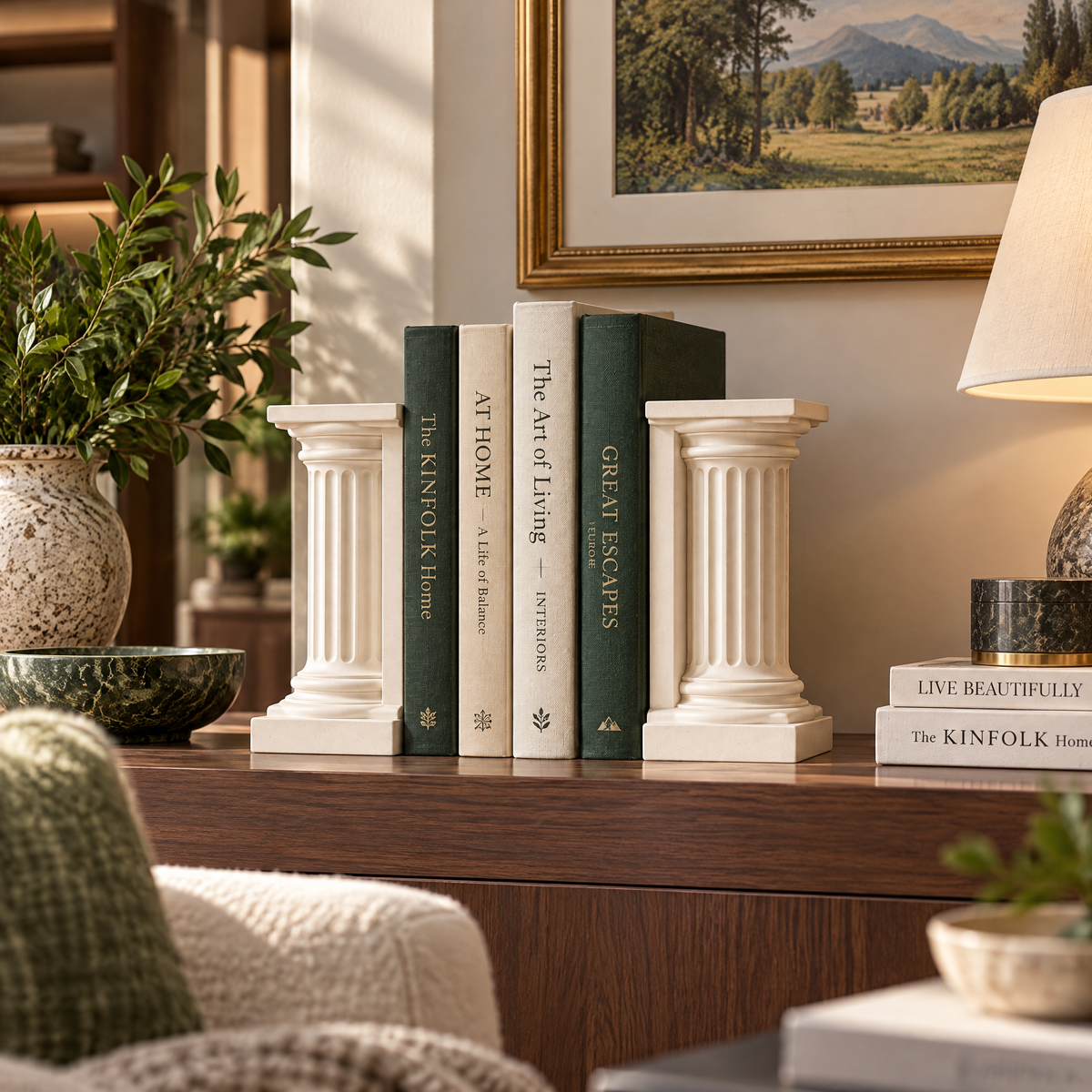 vynqelux Ivory Classical Column Bookends, Pair — interior inspiration