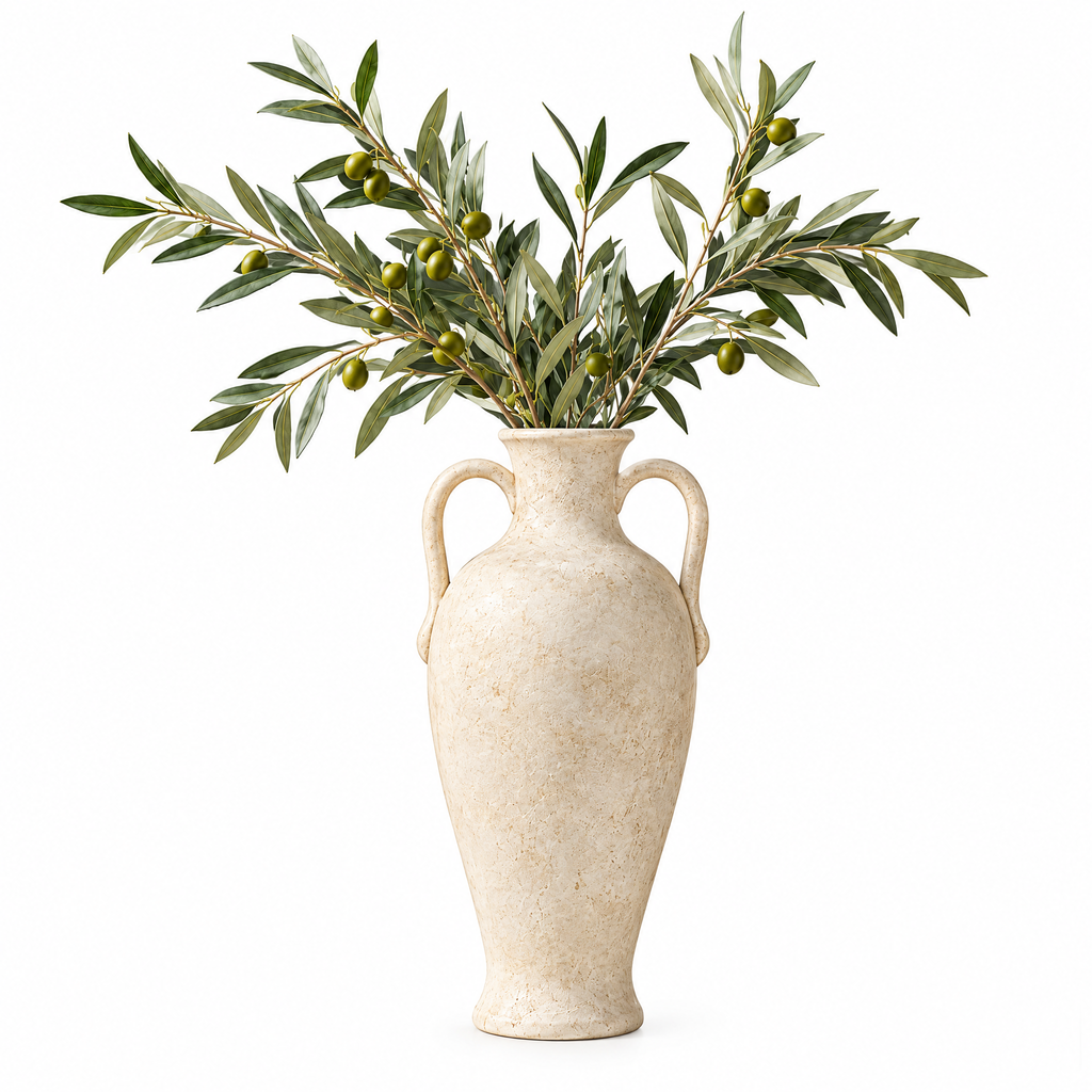 vynqelux Ivory Double-Handle Decorative Vase — isolated product view