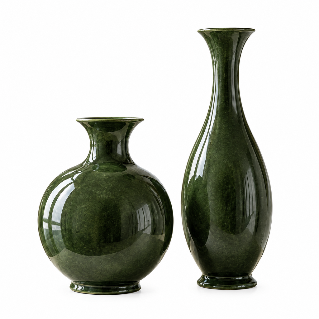 vynqelux Forest Green Decorative Vases, Set of 2 — isolated product view