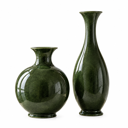 vynqelux Forest Green Decorative Vases, Set of 2 — isolated product view