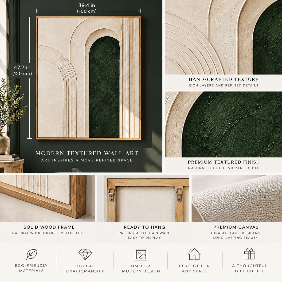 vynqelux Ivory Arch Relief Wall Art
